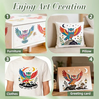 Owl Stencils for Crafts Reusable 24Pcs Stencils(5.9X5.9 Inch) - color: Owl