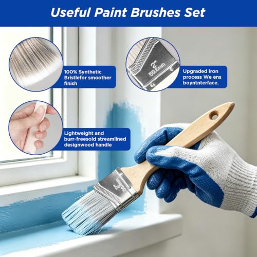 32PCS Paint Roller Kit, 2-4FT Pole, 4"&9" Microfiber Rollers & Brushes