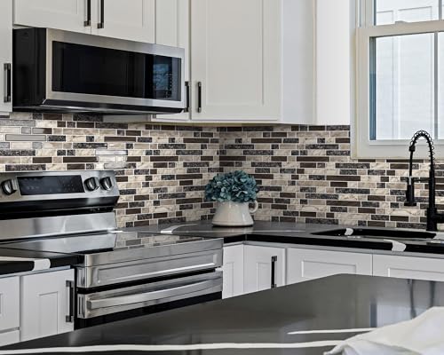 Peel and Stick Backsplash 3D Self Adhesive Wall Tile Brown 10 Sheet - color: Brown