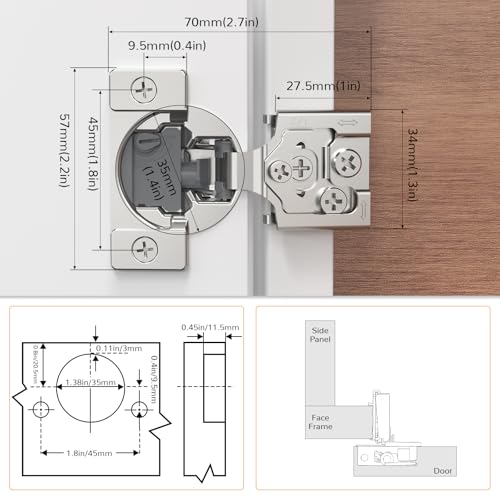 Chibery 10 Pack 1/2” Overlay 4D Soft Close Cabinet Hinges, Concealed Face Frame, Adjustable Closing Speed, 105° Opening Smooth Slow, Hidden Self Closing for Kitchen Corner, Cupboard (with Template) - size: 1/2” Overlay