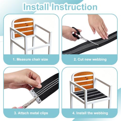 OLYCRAFT 2 Inch x 80Ft Chair Webbing Replacement Kit Stripe Patio Furniture Repair Kit Upholstery Webbing Elastic Band with 30Pcs Metal Clips to Repair Sagging Couch Chair Patio Furniture Patios Strap - color: Stripe