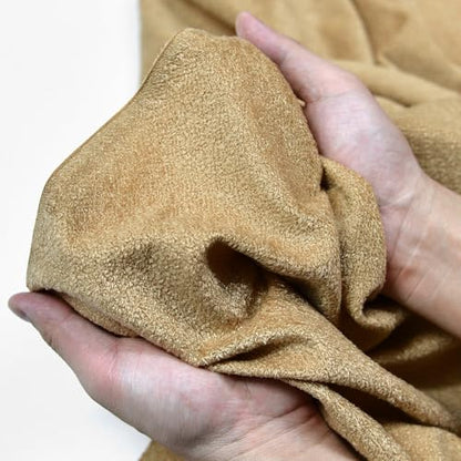 Surf turtle Khaki Short Pile Thick Upholstery Fabric, 60" Wide, 1 Yard - color: Khaki