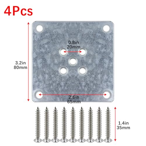 Geesatis Leg Mounting Plates,Furniture Leg Attachment Plates,3.2",4Pcs - size: 3.2 x 3.2 Inch