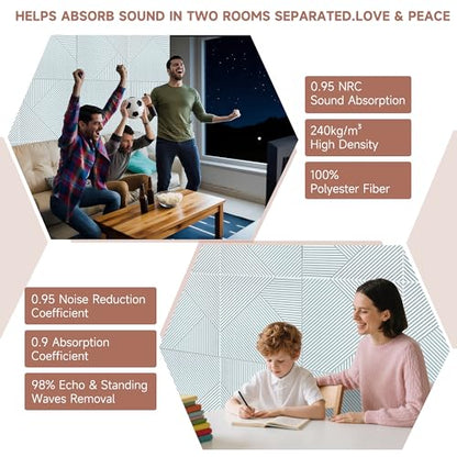 TO-TH Acoustic Wall Panels Peel and Stick Sound Proofing Panel 6Pack, White - color: White