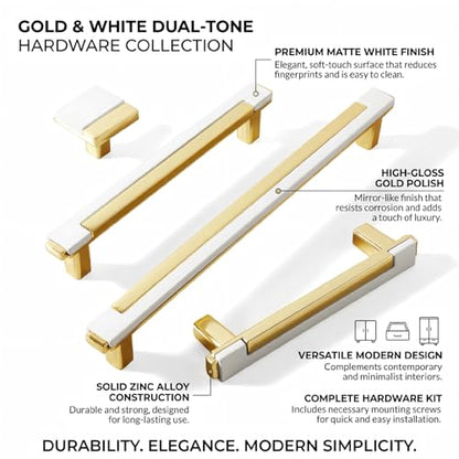 10 Pack White Gold Square Cabinet Knobs, Single Hole - color: White Gold, size: Square
