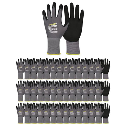 LOCCEF MicroFoam Nitrile Coated Safety Work Gloves - color: Grey 36-pairs