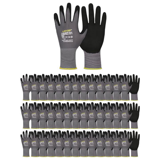 LOCCEF MicroFoam Nitrile Coated Safety Work Gloves - color: Grey 36-pairs