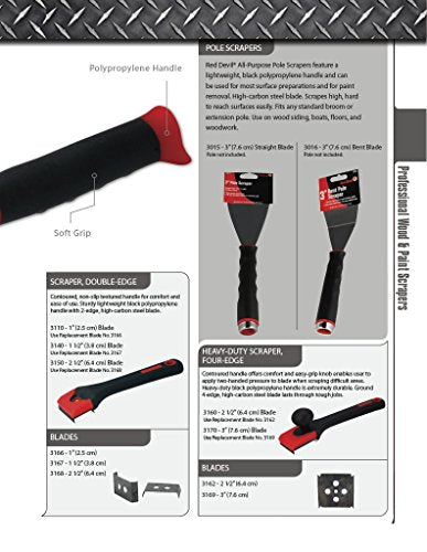 Red Devil 3110 1" Double-Edge Scraper with Contour Handle - size: 1 Inch, style: Double Edge