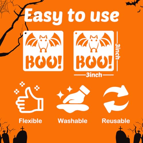 72 Pcs Halloween Stencils for Painting Set, 3*3 Inch Reusable Bat Cat Ghost Scar Painting Templates - Stencil Crafts Drawing Templates for Home Wall Murals, Canvas Wood Signs Party Supplies Decoration - style: Halloween