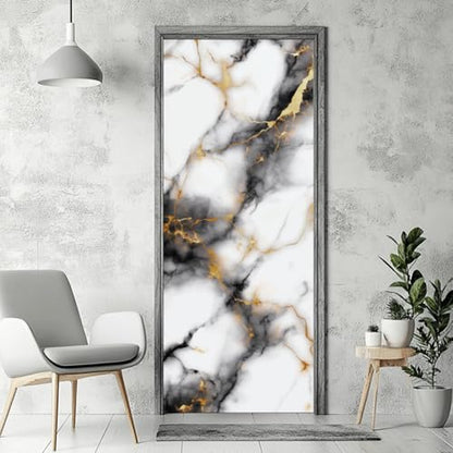 arricraft 2 Pcs Self-Adhesive Door Stickers, 31.5"x78.7" Marble Texture Pattern Door Murals Stickers PVC Removable Wallpaper Decoration for Bedrooms Living Room - style: Marble Texture