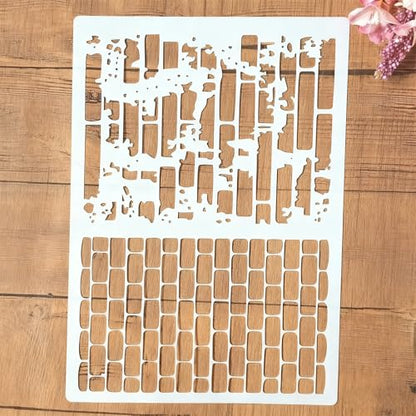 TIAMECH A4 Reusable Brick Bamboo Stencil for Painting - style: Painting