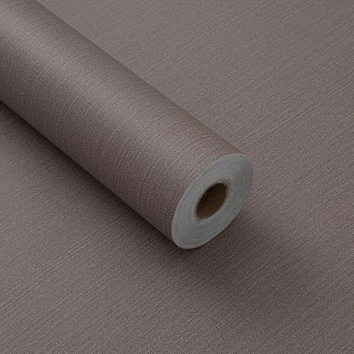 Haimin Fabric Wallpaper 24" x 393" Peel and Stick Textured Contact Paper - color: Brown