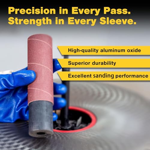 Dark Stone Spindle Sander Sanding Sleeves, 4-1/2" Length, Assorted Diameters 1/2"–3", Aluminum Oxide Replacement Sleeves, 6-Pack, Choose Grit (80)