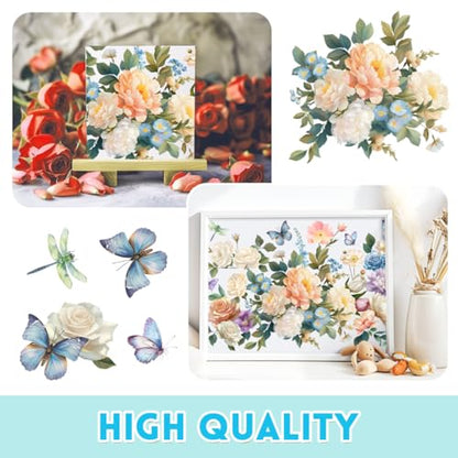 3 Sheets Rub on Transfers for Crafts and Furniture,Flower Cluster,Cold IOD Transfers Stickers,Rub on Transfer Stickers for Wood,Paper,Glass,Desk,DIY Home Decor(11.8x5.9 Inch) - style: Big flower cluster