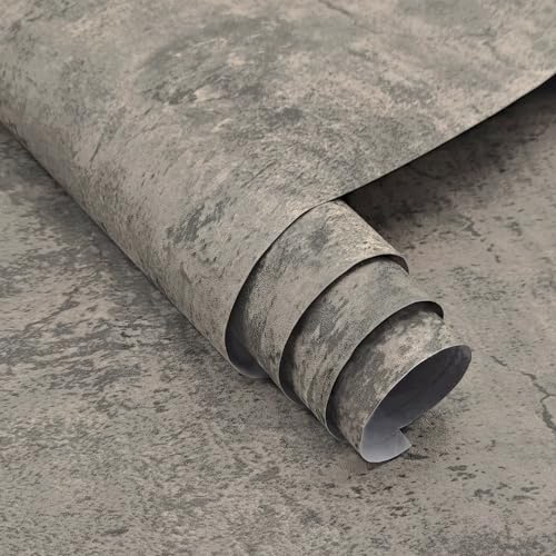 3yecao Grey Concrete Wallpaper Peel and Stick Gray Concrete Contact Paper - size: 24" x 354"