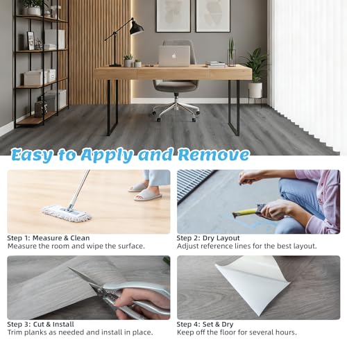 Art3d 10-Pack Peel and Stick Vinyl Floor Tiles (15 Sq.Ft), Gray - color: Gray