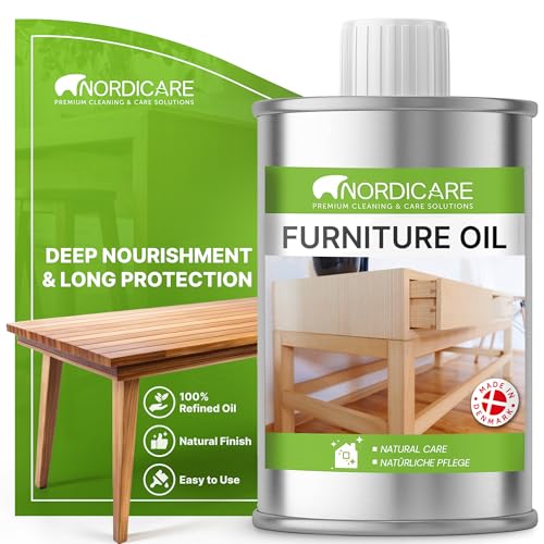 Nordicare Wood Oil Colorless - Premium Walnut Oil, Teak Oil, Wood Oil Furniture for Oak, Beech, Teak, Walnut, Pine, Larch - Natural Furniture Wood Oil - Made in Denmark - for Indoor Use (34 oz) - size: 34 Fl Oz (Pack of 1)