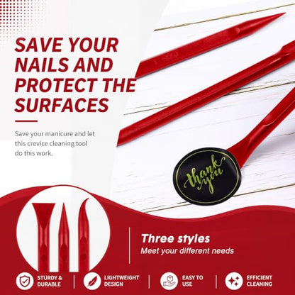 Honoson 9 Pcs Cleaning Scraper Tool Detailing Picks Non Scratch, Red - color: Red