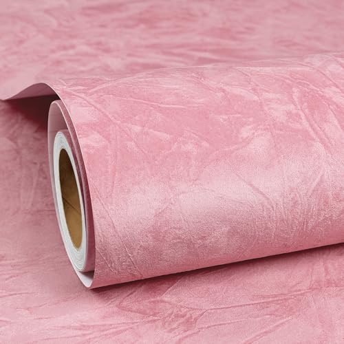 ReWallpaper Blush Pink Velvet Wallpaper Peel and Stick Soft Luxury Velvet Fabric Wallpaper Self-Adhesive Textured Pink Contact Paper for Cabinets Dresser Liner Vanity Shelf Easy to Apply 17.5inX6.5ft - color: Pink Velvet, size: 17.5in x 6.5ft