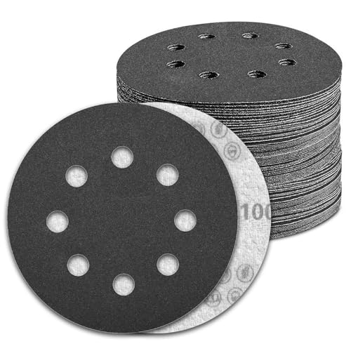 100 Pcs 5 inch Wet Dry Sanding Discs 1000 Grit 8 Hole Hook and Loop - style: 100 Pcs-1000 Grit