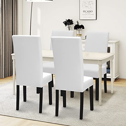 Easy-Going Stretch Dining Room Chair Slipcovers Set of 4, White - color: White