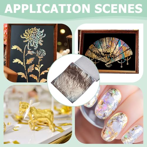 MAYJOYDIY 50 Pcs Antique Gold Leaf Sheets 5.5×5.3 Inch Imitation Gold Foil Paper Sheets Gilding Crafting Foil Sheets for DIY Nail Paintings Handcrafts Picture Frames Sculpture Furniture Arts - color: Antique Gold