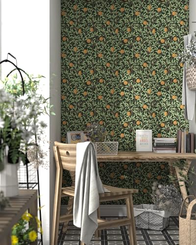 OSECAGE Lemon Peel and Stick Wallpaper Boho Contact Paper 17.3''×78.8'' - color: Dark and Green, size: 17.3" x 78.8"