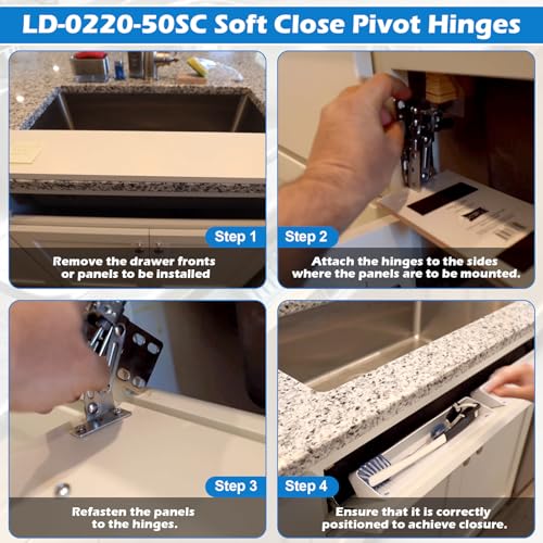 LD-0220-50SC Soft Close Pivot Hinges Self Closing Cabinet Door Hinge - color: 2 Pair