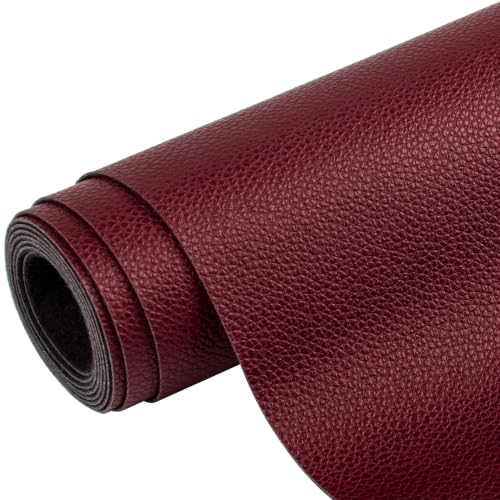 Marine Vinyl Faux Leather,12"X54" Boat Auto Upholstery DIY Projects (Burgundy, 12"X54") - color: Burgundy, size: 12"X54"