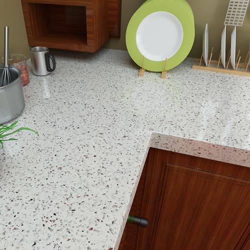 Livelynine 15.8X197 Kitchen Granite Countertop Contact Paper Waterproof Marble Peel and Stick Countertops for Bathroom Counter Top Vinyl Wrap Desk Covers Self Adhesive Wallpaper for Cabinets Counters - size: 15.8" x 197"