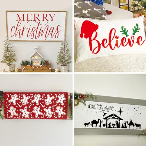 Christmas Stencils for Painting on Wood Reusable Large Merry Christmas Believe Stencils for Window Door Hanger Home Crafts Canvas Wall Holiday (14in Christmas) - style: 14in Christmas