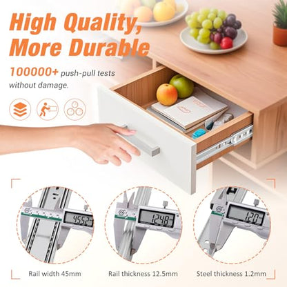 Soft Close Drawer Slides Ball Bearing 3 Folds Full Extension Side Mount Cabinet Runners Glides Rails Track 100 Lbs Load 10 12 14 16 18 20 22 24 Inch Silver(Silver-Soft Close-1Pr,10inch) - color: Silver-Soft Close, size: 10 Inch