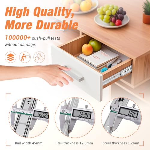 Soft Close Drawer Slides Ball Bearing 3 Folds Full Extension Side Mount Cabinet Runners Glides Rails Track 100 Lbs Load 10 12 14 16 18 20 22 24 Inch Silver(Silver-Soft Close- 1 Pr, 24 inch) - color: Silver-Soft Close, size: 24 Inch