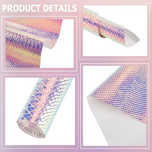 53 x 11.8 Inch Holographic Snake Embossed PU Leather Sheet Synthetic Vinyl Fabric Snake Textured Glossy Mirrored Faux Leather Rolls for DIY Crafts Earring Handbang Making(Medium Slate Blue) - color: Medium Slate Blue
