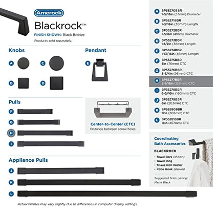 Amerock 5-1/16" Blackrock Black Bronze Drawer Pull - color: Black Bronze, size: 5-1/16 Inch (128 mm) Center-to-Center