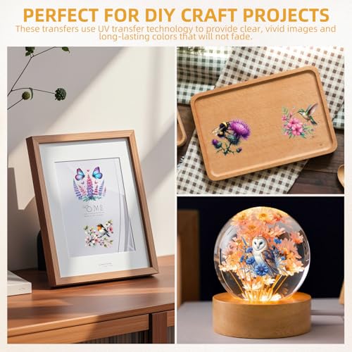 48 Sheets Rub on Transfers for Crafts and Furniture Rub on Transfer Stickers Decals for Wood,2.5 * 2.5inch (Insects Birds) - style: Insects Birds