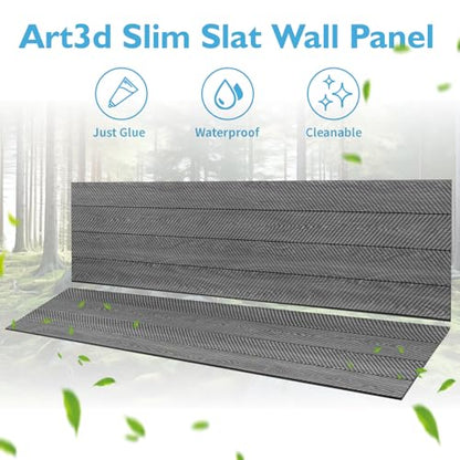 Art3d Herringbone Slim Slat Wall Panels, 104" x 12", 4-Pack, Weathered Teak - color: Herringbone Weathered Teak