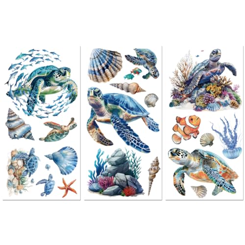 Peacoblue Sea Turtle Rub On Transfers for Furniture Craft 6"x12" - style: Sea Turtle