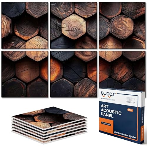 6 Pack Art Acoustic Wall Panels,70.8”x47.2”Self Adhesive for Home Decor - color: Timber Code, size: 72 * 48 Inches