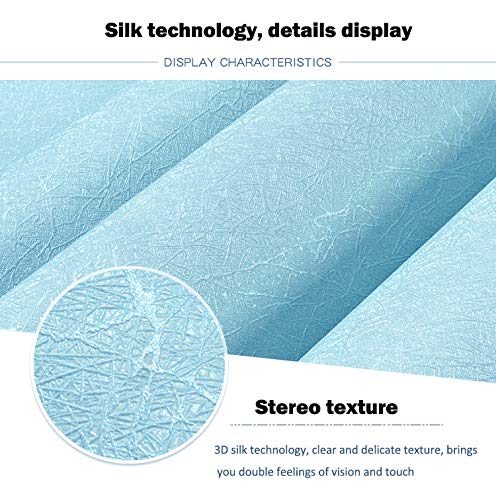 MelunMer Blue Silk Wallpaper Peel and Stick Removable Textured 15.7"x393" - color: Blue, size: 15.7" x 393"
