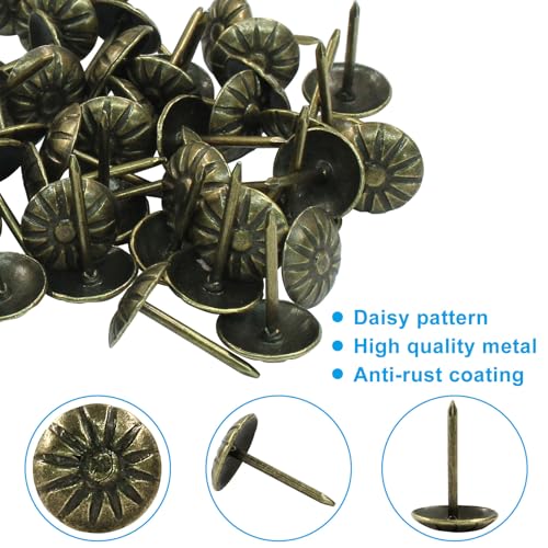 100 Pcs, 7/16" Antique Brass Upholstery Tacks for Furniture - color: Bronze