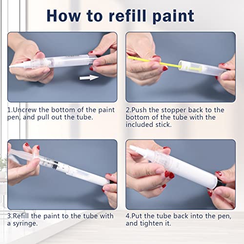 LANBEIDE Refillable Touch Up Paint Pens, 3Pcs Paint Brush Pens for Walls Repair, Furniture Repair Kit for Drywall, Wood Floors, Cabinets, Windows, Doors, Desks 6ML - size: 1 Count (Pack of 3)