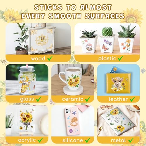 Joeyan Rub On Transfers for Crafts and Furniture, 2 Sheets Large Sunflower Butterfly Rub on Stickers DIY Transfer Decals for Wood Glass Metal Canvas Porcelain Plastic Home Decorations, 11" x16" - style: Sunflower Butterfly