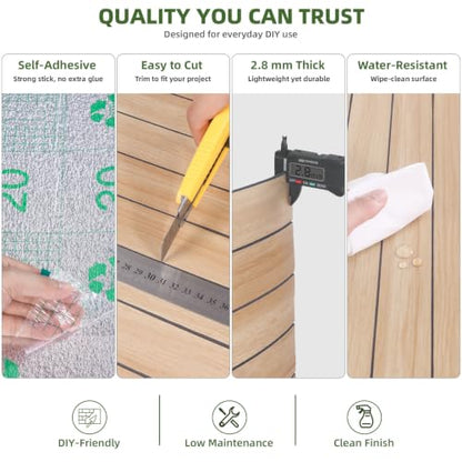 Elvone Peel and Stick PVC Slat Wood Wall Panel, Oak, 118" x 15.7" - color: Oak, size: 15.7" x 118"