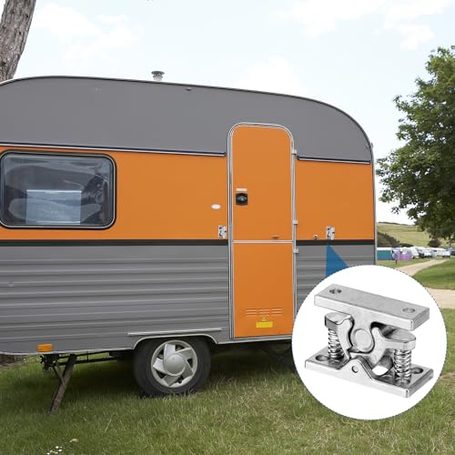 Relaxweex 2 Pcs RV Door Catch Trailer Door Latch Zinc Alloy Trailer Doors Latch Spring Loaded Double Roller Catch Easy to Lock Stop for Trailers Boat Garage Garden Bedroom Cabinet Home Use