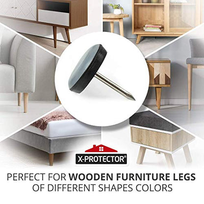 Chair Glides X-PROTECTOR – 0.75" Furniture Glides 40 PCS - size: 0.75" 40 PCS Grey