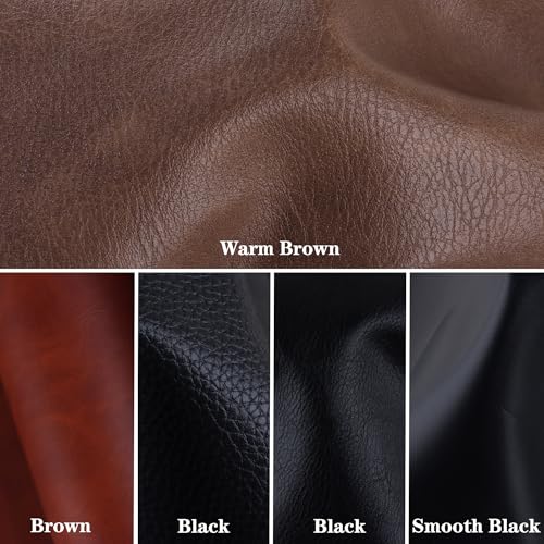 HGUAN Warm Brown Faux Leather Sheets 1 Yard Cut 54"x36" Suitable for Upholstery Furniture Seat, Handmade DIY Projects (Warm Brown) - color: Warm Brown, size: 54"X36"