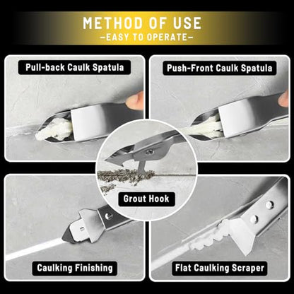 Silicone Caulking Tool Kit Stainless Steel Grout Removal Tool 4 in 1