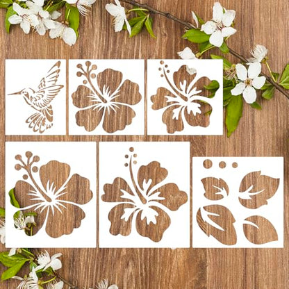 Large Flower Stencils for Wood Fence Hibiscus Stencil for Painting Walls - style: Hibiscus
