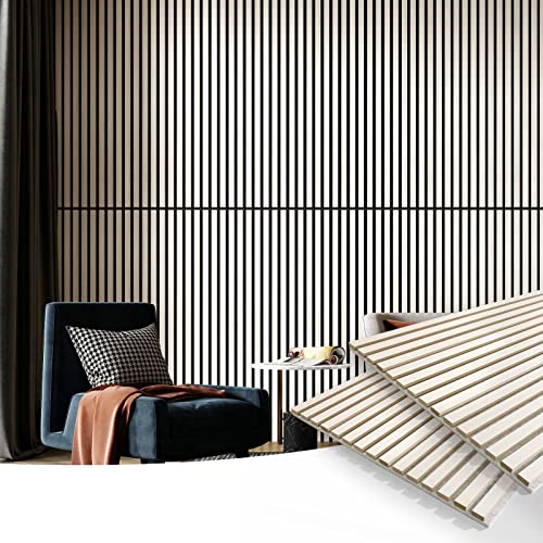 Art3d 2-Pack Fluted Acoustic Wood Slat Wall Panel, 47.2" x 23.6", White Elm - color: White Elm, size: 2pcs - 47.2＊23.6in.